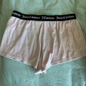 Juicy Couture Light Pink Rhinestone Logo Sleep Shorts with Black Waistband